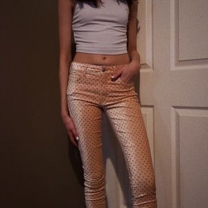 pink polka dot velvet pants